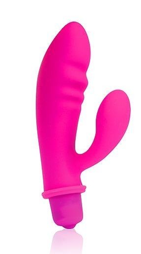 Розовый вибромассажер Cosmo с отростком - 8,5 см. Bior toys 