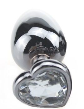 Серебристая пробка с прозрачным кристаллом-сердечком - 9 см. 4sexdream (прозрачный) 