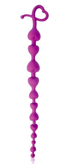 Фиолетовая анальная цепочка с ограничителем - 28 см. Bior toys (фиолетовый) 