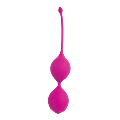 Ярко-розовые двойные вагинальные шарики с хвостиком Cosmo Bior toys (ярко-розовый) 