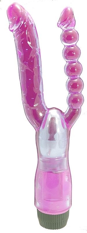 Двойной анально-вагинальный вибромассажер Xcel - 25 см. Seven Creations (фиолетовый) 