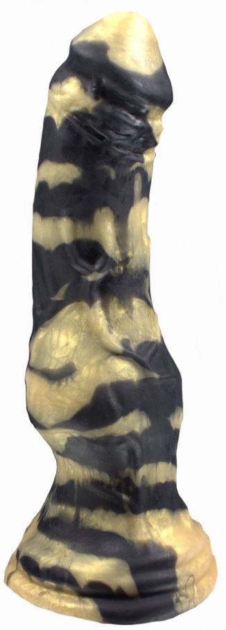 Черно-золотистый фаллоимитатор "Оборотень medium" - 30,5 см. Erasexa (черный с золотистым) 