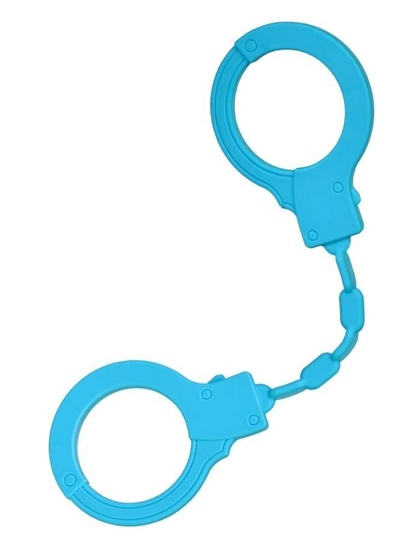 Голубые силиконовые наручники A-Toys без ключа (голубой) 
