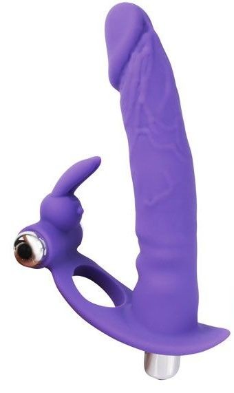Фиолетовая вибронасадка для двойного проникновения - 15 см. Bior toys (фиолетовый) 