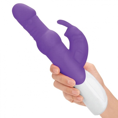 Фиолетовый вибратор-кролик с вращающимися бусинами - 25 см. Rabbit Essentials 