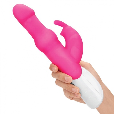 Розовый вибратор с вращающимися шариками - 26,3 см. Rabbit Essentials 