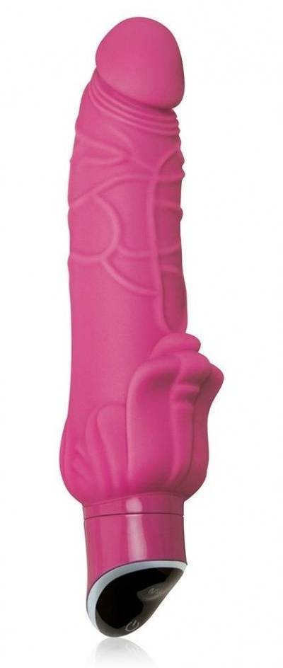 Розовый рельефный силиконовый вибромассажер - 18 см. Erotic Fantasy 