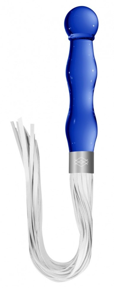 Синий анальный стимулятор-плеть Whipster с белыми хвостами Shots Media BV (синий с белым) 