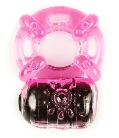 Розовое эрекционное кольцо c вибропулей Brazzers (розовый) 