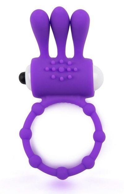Фиолетовое эрекционное кольцо c вибропулей и усиками Brazzers (фиолетовый) 