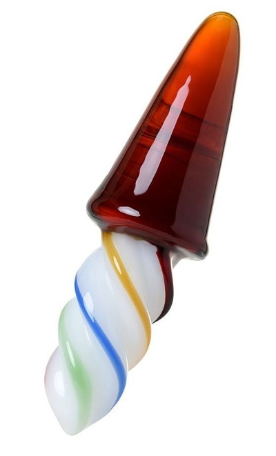Коническая стеклянная анальная втулка Sexus Glass - 16 см. (разноцветный) 