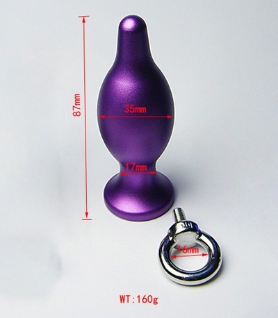 Фиолетовая металлическая анальная пробка с колечком - 8,7 см. 4sexdream (фиолетовый) 