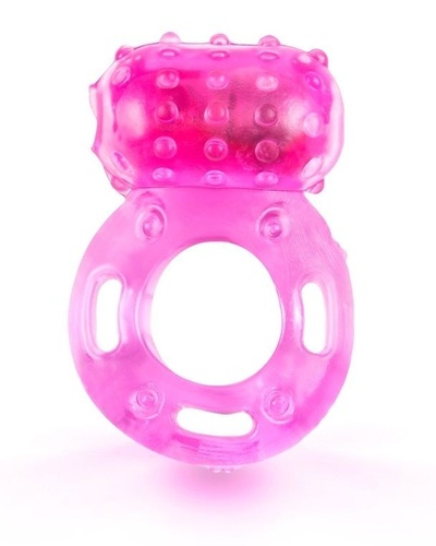 Розовое гелевое эрекционное кольцо с вибропулей Brazzers (розовый) 