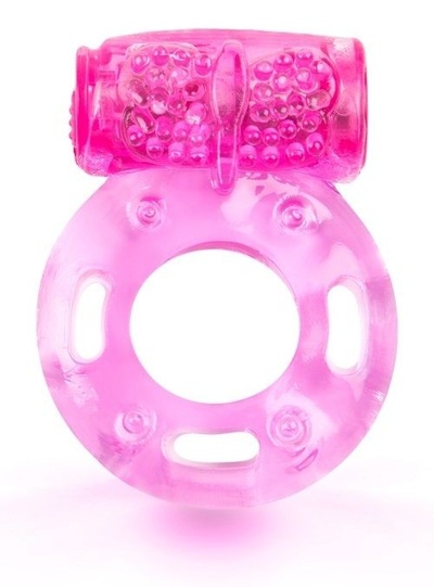 Розовое эрекционное кольцо с виброэлементом Brazzers (розовый) 