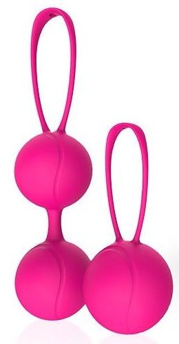 Набор из 2 розовых вагинальных шариков с петельками Bior toys (розовый) 