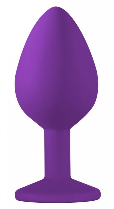 Средняя фиолетовая анальная пробка Emotions Cutie Medium с прозрачным кристаллом - 8,5 см. Lola Games (прозрачный) 