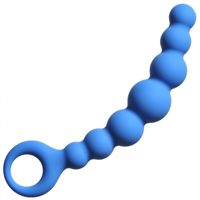 Синяя упругая анальная цепочка Flexible Wand - 18 см. Lola Toys (синий) 