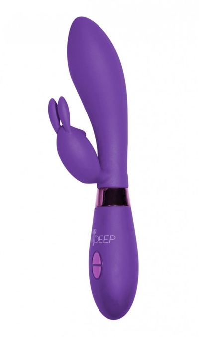 Фиолетовый вибратор Yonce с клиторальным зайчиком - 20,5 см. Indeep 