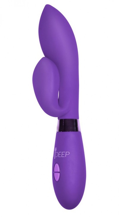 Фиолетовый вибратор Gina с клиторальным отростком - 20 см. Indeep 