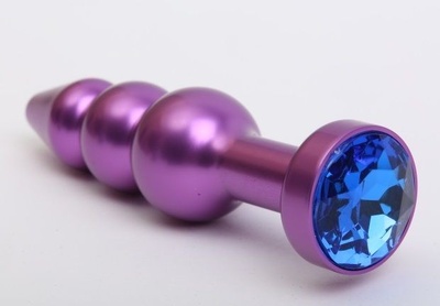 Фиолетовая фигурная анальная ёлочка с синим кристаллом - 11,2 см. 4sexdream (синий) 