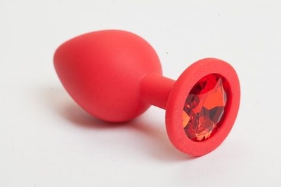 Красная силиконовая пробка с красным кристаллом - 9,5 см. 4sexdream (красный) 