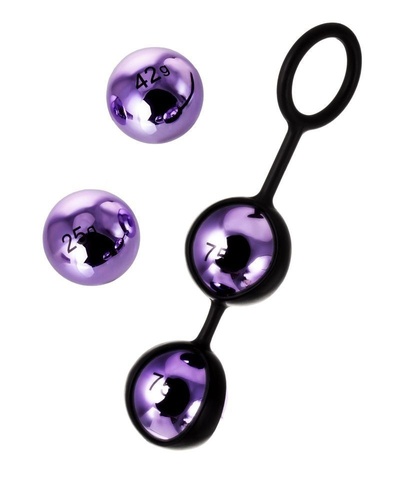 Фиолетово-чёрный набор вагинальных шариков TOYFA A-toys (фиолетовый с черным) 