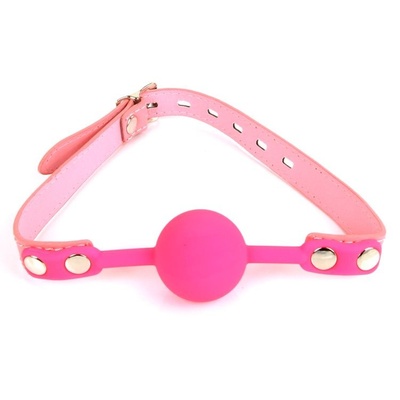 Розовый силиконовый шар-кляп на регулируемом ремешке Bior toys 