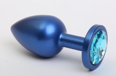 Синяя анальная пробка с голубым кристаллом - 8,2 см. 4sexdream (нежно-голубой) 