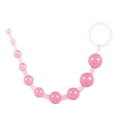 Розовая анальная цепочка из 10 шариков - 25 см. Toyfa Basic (розовый) 