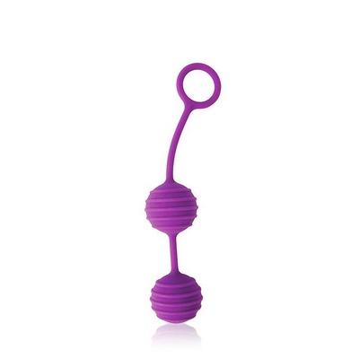 Фиолетовые вагинальные шарики с ребрышками Cosmo Bior toys (фиолетовый) 