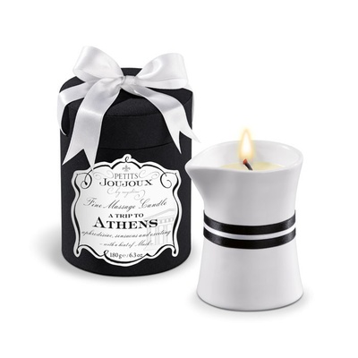 Массажное масло в виде большой свечи Petits Joujoux Athens с ароматом муската и пачули Mystim 