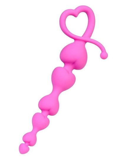 Розовая силиконовая анальная цепочка Sweety - 18,5 см. TOYFA (розовый) 