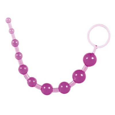 Фиолетовая анальная цепочка с кольцом - 25 см. Toyfa Basic (фиолетовый) 