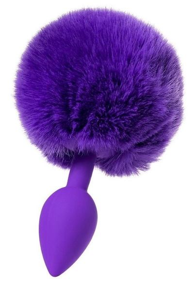 Фиолетовая анальная втулка Sweet bunny с фиолетовым пушистым хвостиком TOYFA (фиолетовый) 