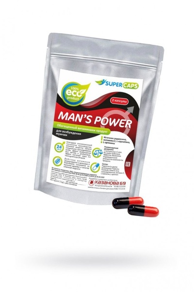 Капсулы для мужчин Man s Power+Lcamitin с гранулированным семенем - 2 капсулы (0,35 гр.) Biological Technology Co. 