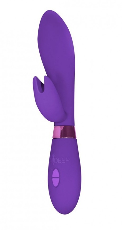 Фиолетовый вибратор Leyla с клиторальным отростком - 20,5 см. Indeep 