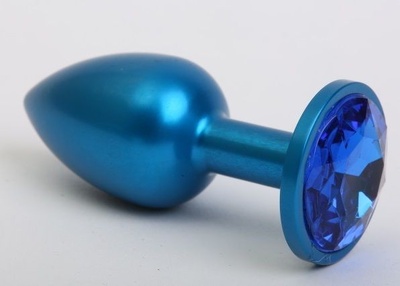 Синяя анальная пробка с синим кристаллом - 8,2 см. 4sexdream (синий) 