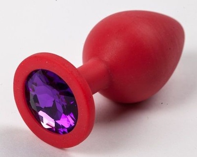 Красная силиконовая пробка с фиолетовым кристаллом - 9,5 см. 4sexdream (фиолетовый) 