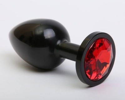 Чёрная анальная пробка с красным стразом - 7,6 см. 4sexdream (красный) 