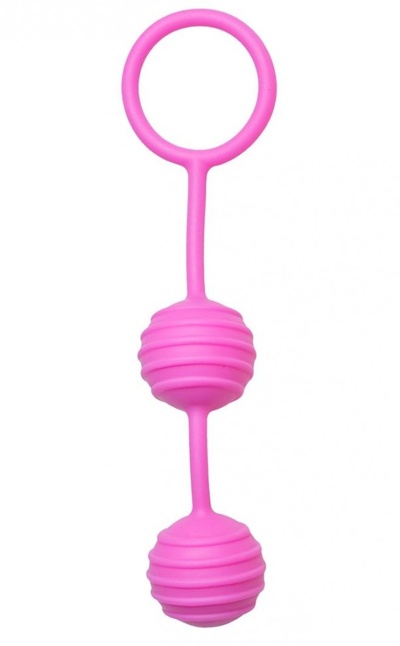 Розовые вагинальные шарики с ребрышками Pleasure Balls Easy toys (розовый) 