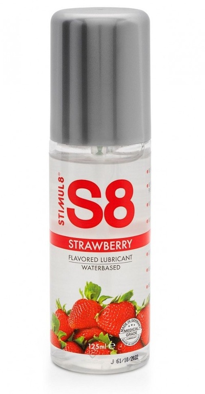 Смазка на водной основе S8 Flavored Lube со вкусом клубники - 125 мл. Stimul8 