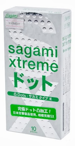 Презервативы Sagami Xtreme Type-E с точками - 10 шт. (зеленый) 