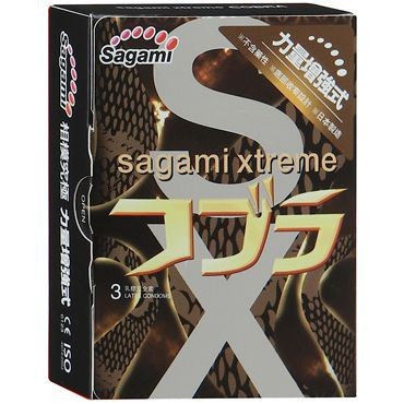 Суженные к основанию презервативы Sagami Xtreme Cobra - 3 шт. (прозрачный) 