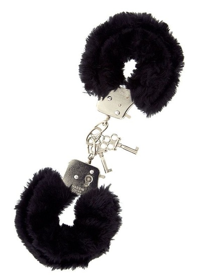 Металлические наручники с чёрной меховой опушкой Dream Toys (черный) 