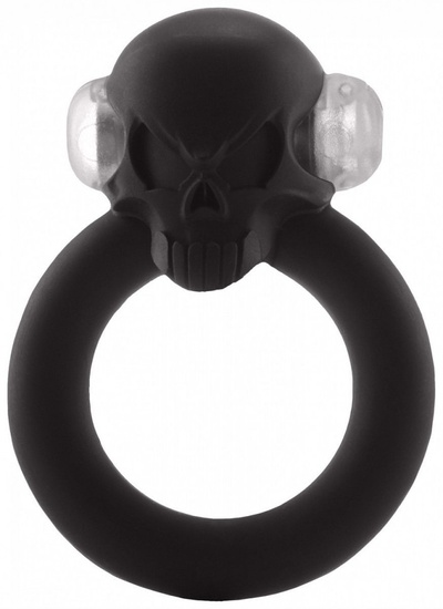 Чёрное виброкольцо Shadow Skull Cockring с черепом Shots Media BV (черный) 