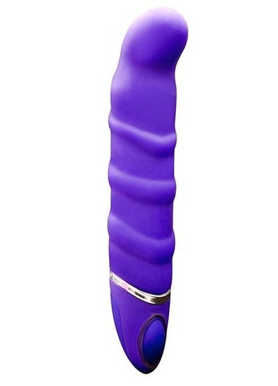 Фиолетовый перезаряжаемый вибратор с ребрышками PROVIBE - 14 см. NMC 