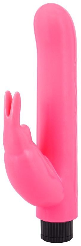 Розовый вибромассажер с клиторальным отростком G Rabbit - 15 см. Seven Creations 