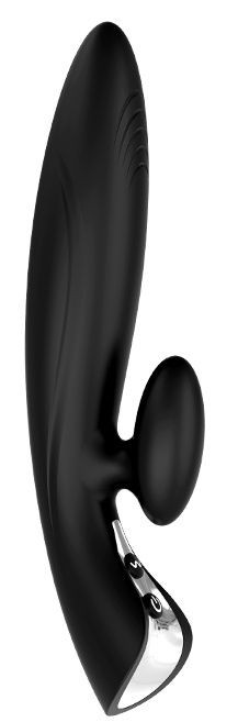 Черный вибромассажер с клиторальным отростком THRILLING STARSHIP - 21,8 см. Dream Toys 