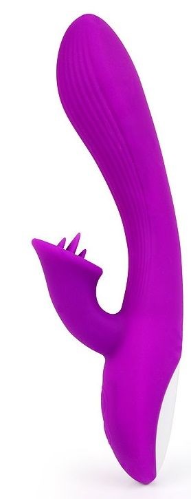 Фиолетовый рельефный вибратор-кролик QUEJOY - 25 см. A-LOVING 