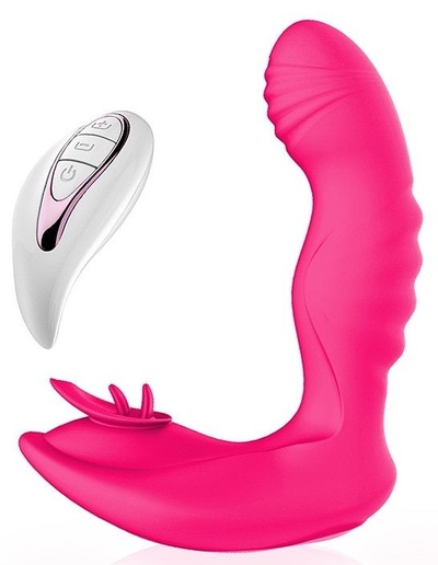 Ярко-розовый вибратор Mermaid с пультом ДУ A-LOVING 